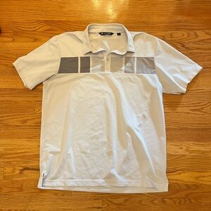 Men’s Travis Matthew White Golf Polo with Gray Design